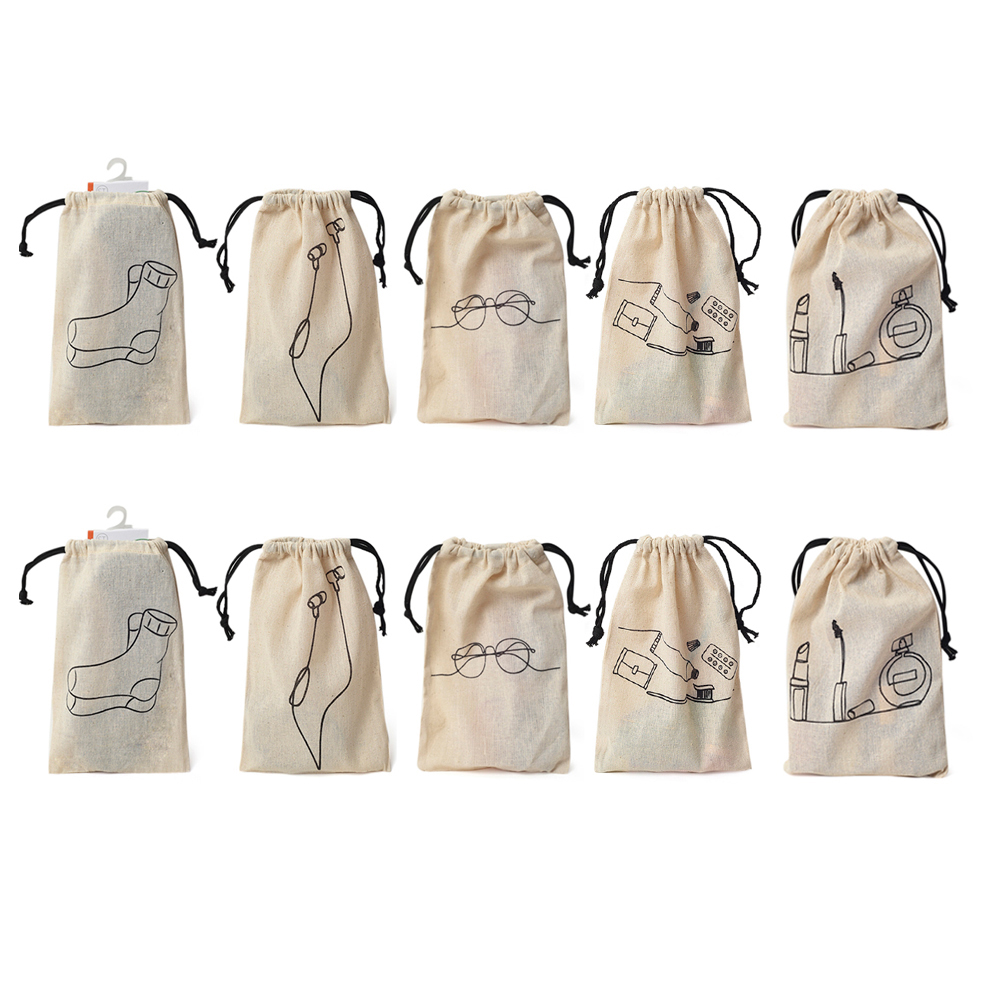 ivillage-reusable-and-washable-pure-cotton-fabric-travel-pouches-bags-with-drawstring-closure-handcrafted-doodle-collection-ideal-for-earphones-makeup-sunglasses-socks-and-toiletries-pack-of-10