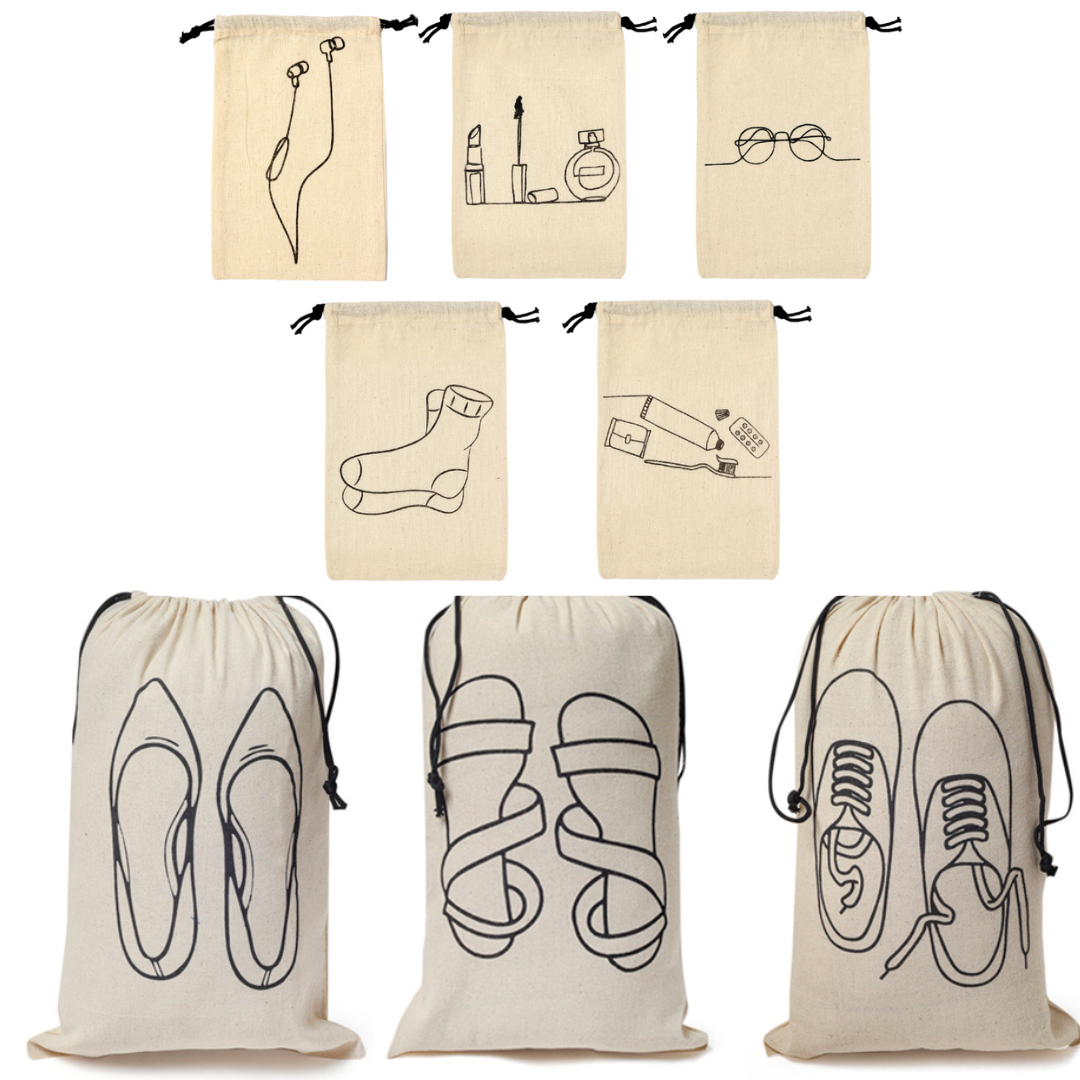 premium-reusable-travel-set-5-cotton-pouches-3-shoe-covers-pack-of-8